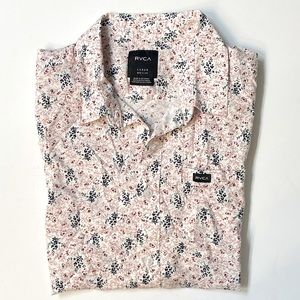 RVCA/ Boy’s Floral Print/Button Up Polo Shirt/Size Large/ Good Condition